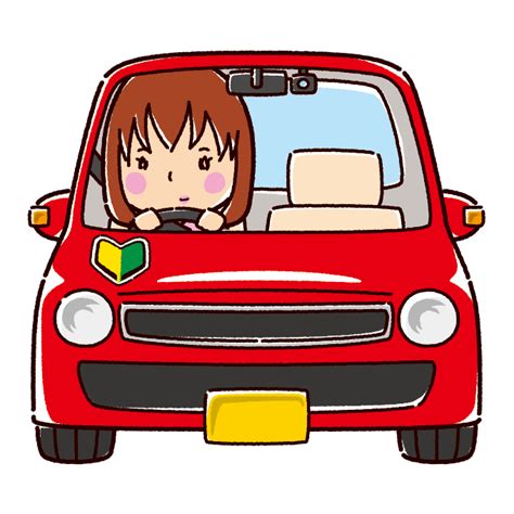 車を運転する女性のイラスト（初心者） イラストくん