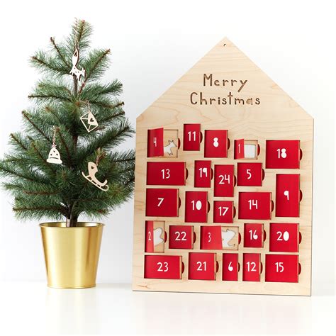 Customizable Ornament Advent Calendar Lasercut Birch Wood And Etsy