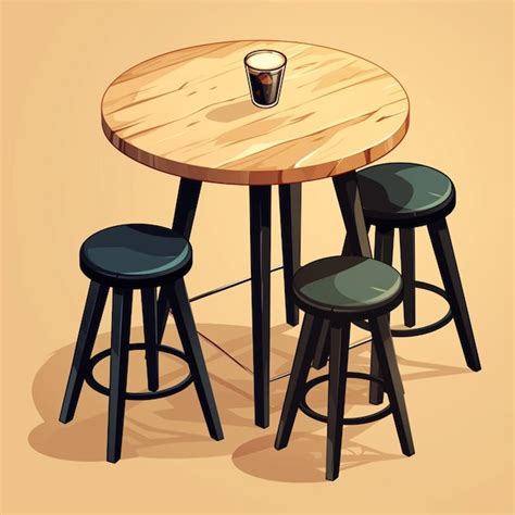 Mesa De Bar Moderna Con Taburetes Vector Premium