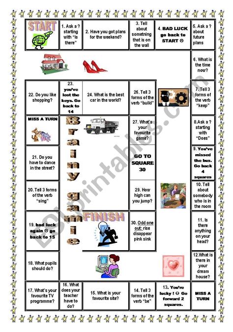 Board Game For Revision Of Forms Of Irregular Verbs Questions Etc