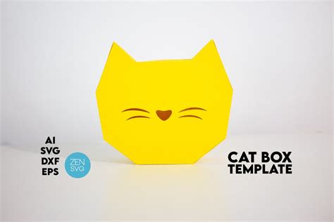 Cat Box Template Svg Cut Files, Cat Shaped Favor Box Template, Cute Cat Favor Box, Birthday Box ...