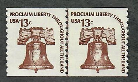 Liberty Bell F Vf Mnh Joint Line Pair Shiny Gum United States