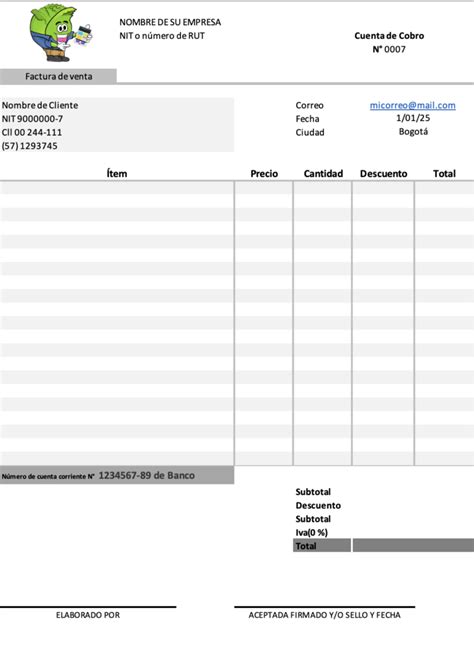 Plantilla Cuenta De Cobro 2024 En Word Descargar Gratis