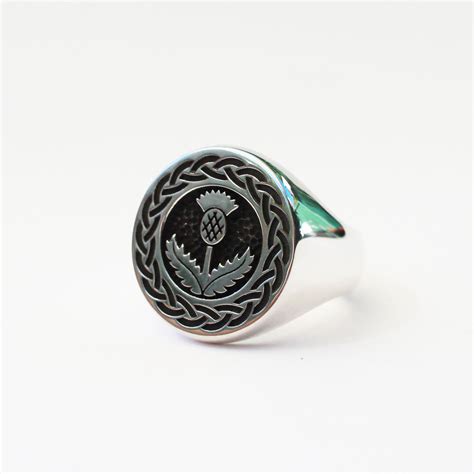 Scottish Thistle Signet Ring Etsy