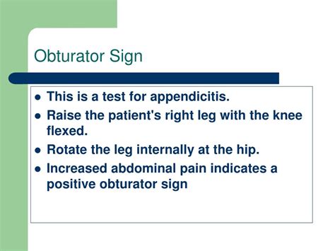 Psoas And Obturator Sign