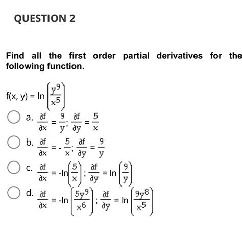 Find All The First Order Partial Derivatives For