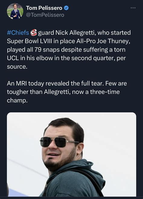 Nick Allegretti Is A Warrior He Tore His Ucl In The 2nd Quarter And Kept Playing R