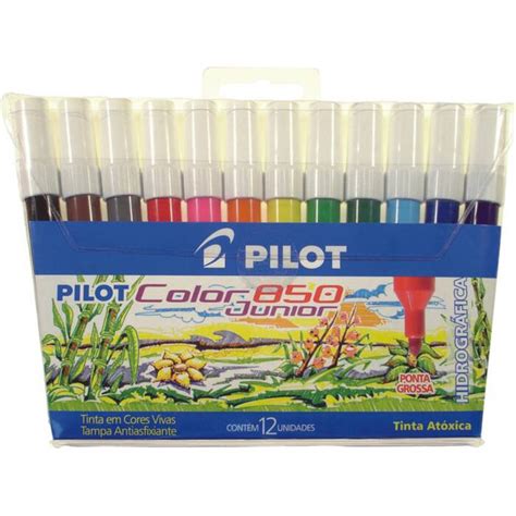 Caneta Hidrografica Ponta Grossa Colorjunior 850 12 Cores Pilot PORT