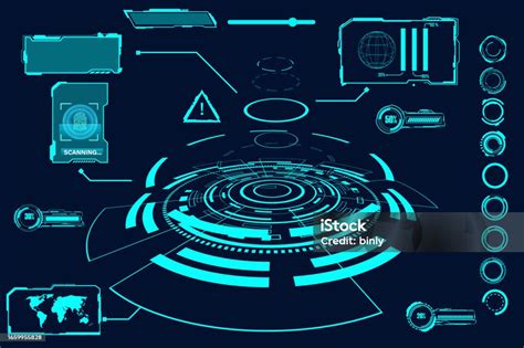 Sci Fi Hud Antarmuka Pengguna Futuristik Modern Persegi Bingkai Blok