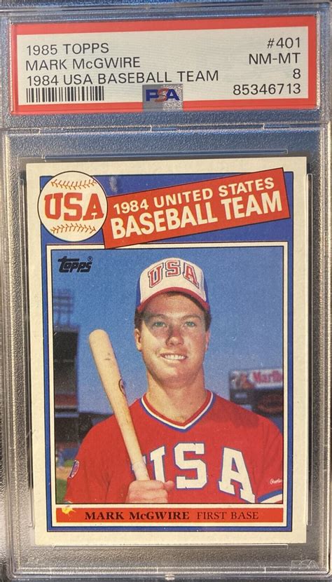 1985 Topps Mark McGwire Rookie RC 1984 USA Baseball Team 401 PSA 8