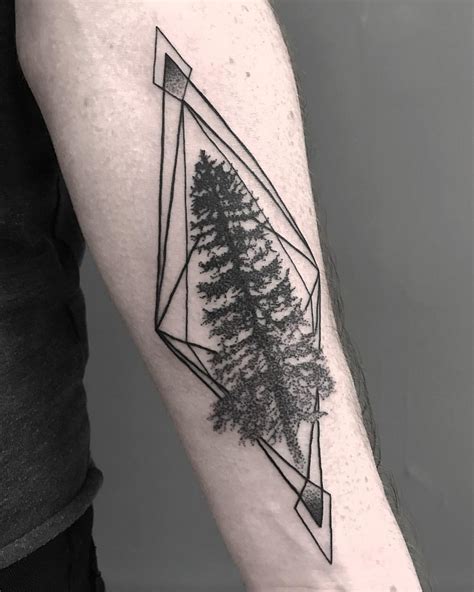 Geometrisch Dotwork Baum Auf Dem Arm Tattoovorlagen