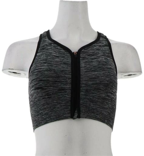 Copper Fit Copper Fit Racerback Zipfront Heather Sports Bra Womens