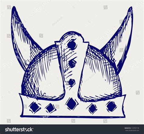 Viking Helmet Doodle Style Stock Vector Illustration 119787178