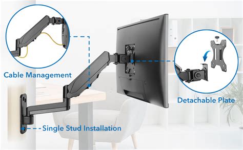 Mount It Soporte De Pared Para Monitor Con Brazo De Resorte De Gas De