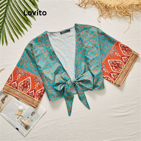 Lovito Women Boho Tribal Print Pattern Blouse L Md Shopee