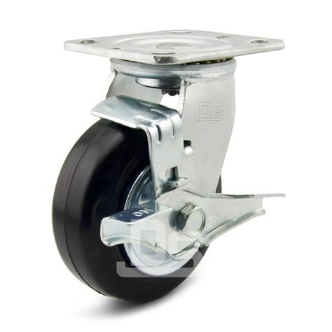 Rubber Tread Cast Iron Core Swivel Casters With Brake Dashicaster