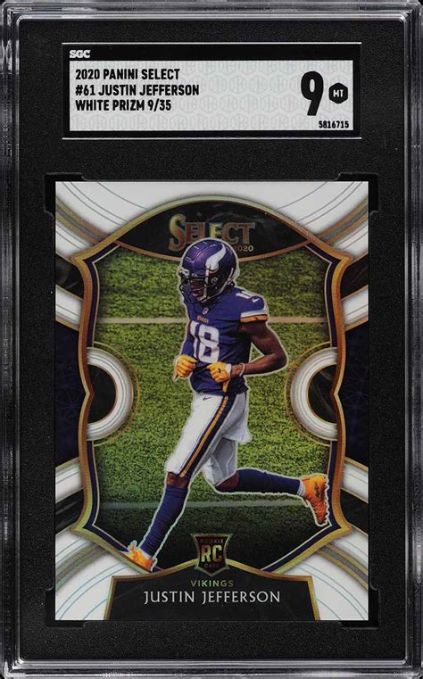 2020 SELECT CONCOURSE WHITE PRIZM JUSTIN JEFFERSON ROOKIE 35 61 SGC 9