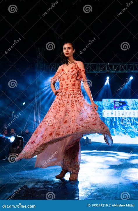 Indian Female Model Performing Ramp Walk In A Fashion Show Editorial