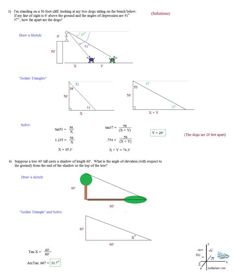 Math Plane Trigonometry Word Problems