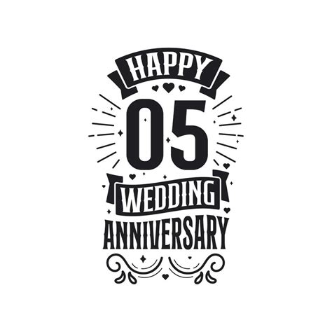 5 Years Anniversary Celebration Typography Design Happy 5th Wedding