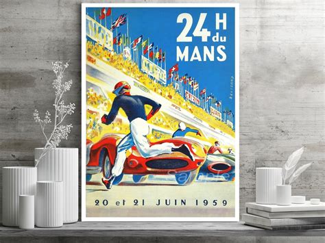 Vintage Le Mans 1959 Racing Poster Print Etsy