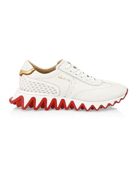 Christian Louboutin Loubi Shark Leather Sneakers In White For Men Lyst