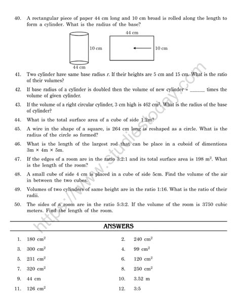 Maths Worksheets For Class 8 Mensuration Free Printable