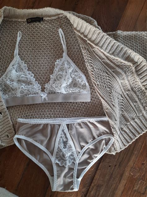 Lola Lingerie Set White Lace And Beige Bralette And Hipster Etsy