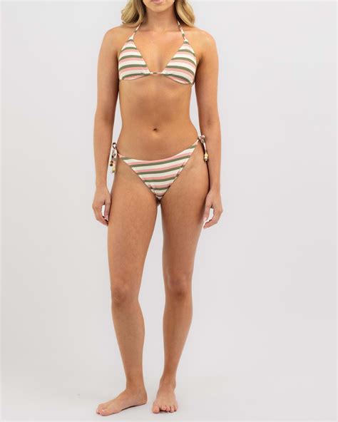 Shop Roxy Sadia Tiki Triangle Bikini Top In Parchement Wave Runner