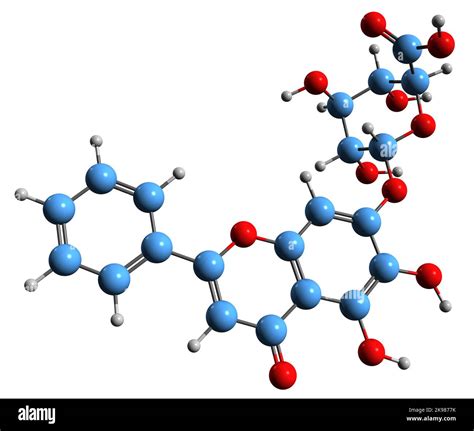 3D Image Of Baikalin Skeletal Formula Molecular Chemical Structure Of