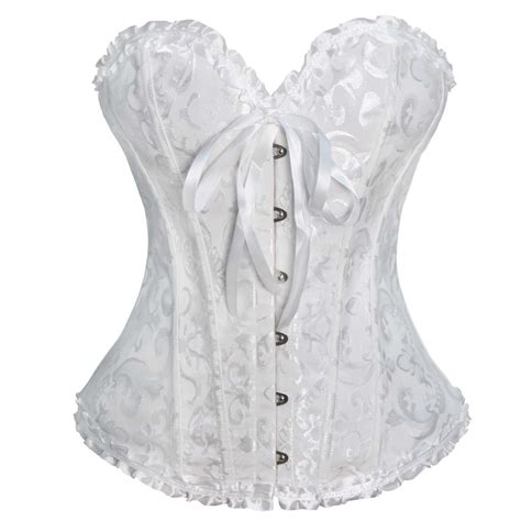 Fanxing Corset Tops For Women Bustier Shapewear Lingerie Lace Waist Push Up Bodysuit White