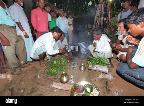 Tribal Men Performing Traditional Karma Puja Jerkatand Village Bokaro