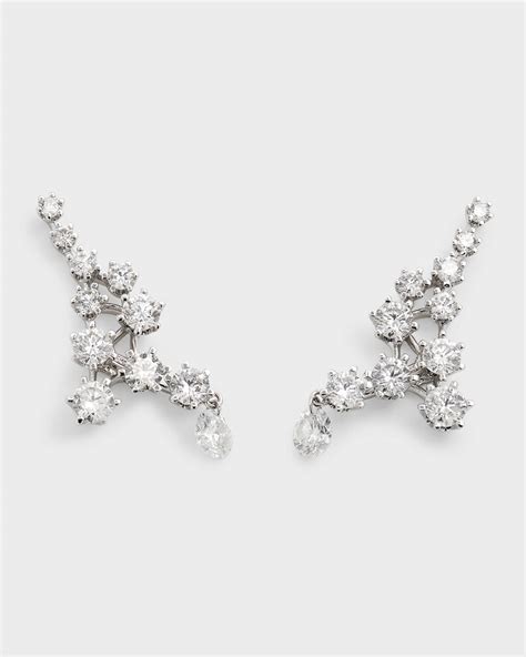 Graziela Gems 18k White Gold Floating Diamond Climber Earrings Neiman Marcus