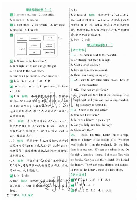 2023年一遍过六年级英语上册人教版答案——青夏教育精英家教网——