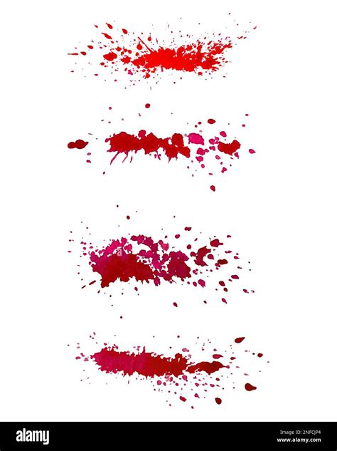 Drops Of Watercolor Splashes From Wine Blood Paint Red Burgundy