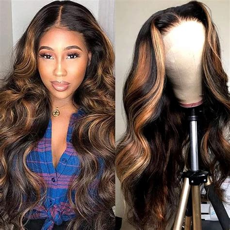 Amazon Haha Brown Highlight Lace Front Wig X Human Hair Body