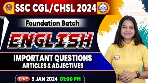 SSC CGL CHSL 2024 CHSL English Class Articles Adjectives