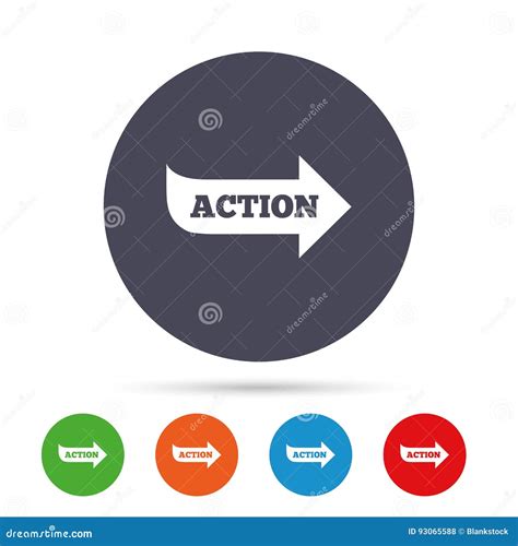 Action Sign Icon. Motivation Button with Arrow Stock Vector ...