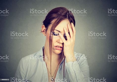 Sad Young Beautiful Woman With Worried Stressed Face Expression Looking