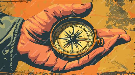 Hand Holding Compass Vector Illustration Premium Ai Generated Vector