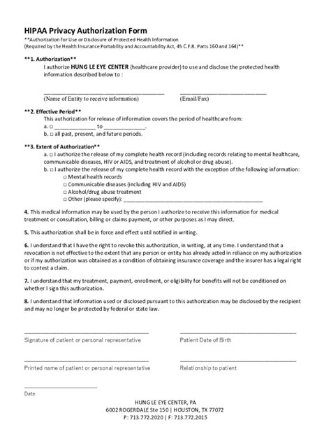 Fillable Online Hippa Release Form From Hlec Fax Email Print Pdffiller