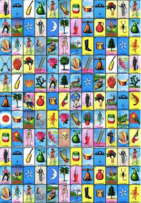 12 X 17 Htv Loteria Mexican Bingo Mexico Colorful Background Sheet