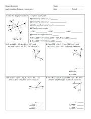 Angle Addition Postulate Hw Pdf Honors Geometry Name Angle