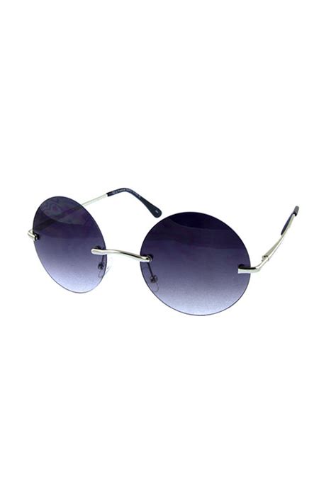 Womens Metal Rimless Round Sunglasses B2 L2007cm City Sunglass