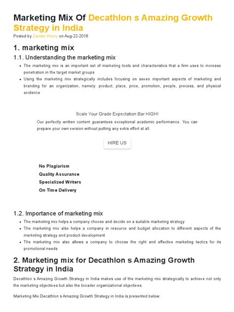 Marketing Mix Of Decathlon S Amazing Growth Strategy In India Pdf