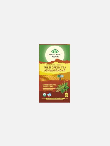 Infusão Bio Tulsi Green Tea Ashwagandha 25 Saquetas Organic India