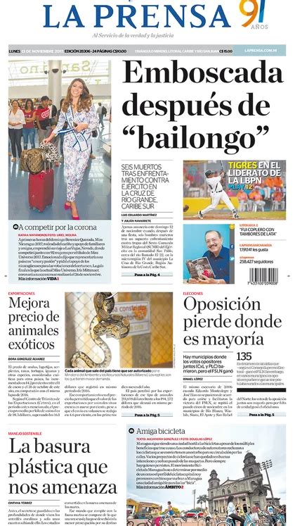 La Prensa Nicaragua Lunes 13 De Noviembre De 2017 Infobae