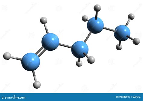 3d Image Of 1 Pentene Skeletal Formula Stock Illustration