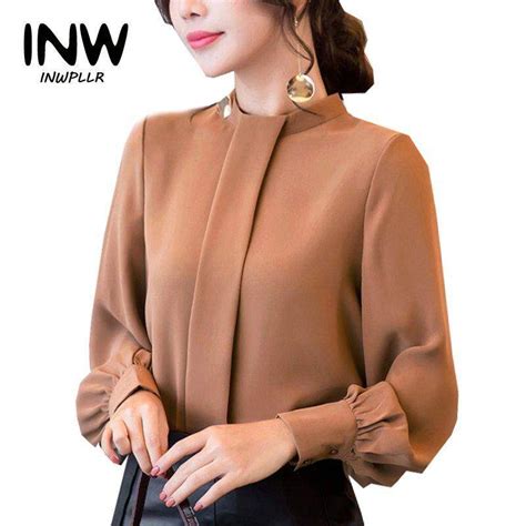 Inwpllr New Autumn Blouses Womens Fashion Tops Ladies Long Sleeve