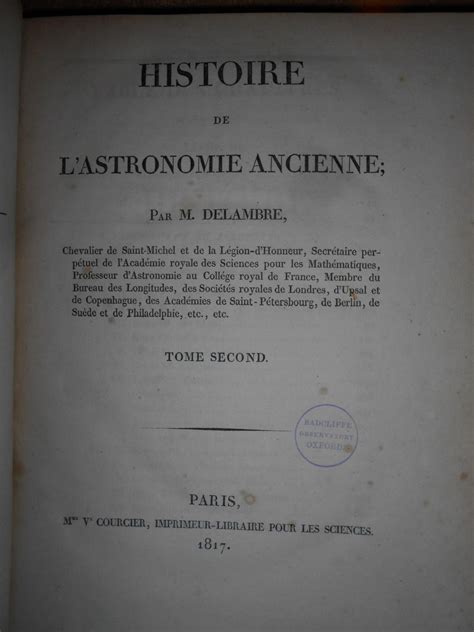 Histoire De L Astronomie Ancienne De M Delambre Ottimo Rilegato